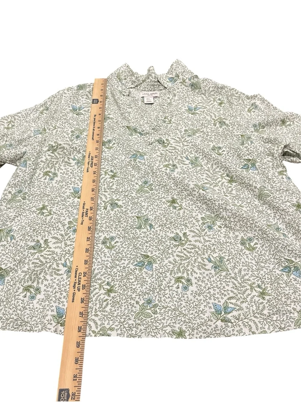 Laura Ashley Cottagecore Blue Green Floral Top 2X Romantic Prairie Blouse